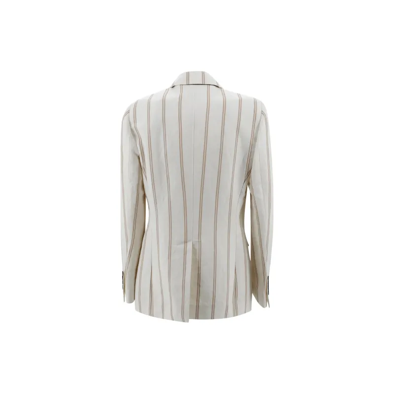Brunello Cucinelli Double Breasted Striped Blazer-1