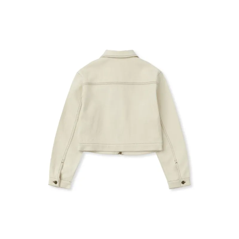 NERDY SS25 Denim Jacket Korean Style Women's Ivory White-1