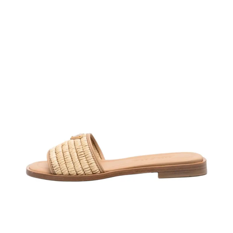 PRADA Slip Resistant Slide Slippers Women's Beige-0