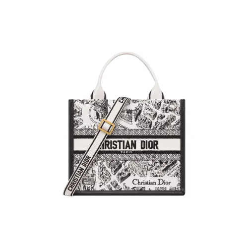DIOR BookTote Cotton Tote Bag, Shopping Bag, Shoulder Bag, Crossbody Bag, Handbag Trumpets Women's White & Black