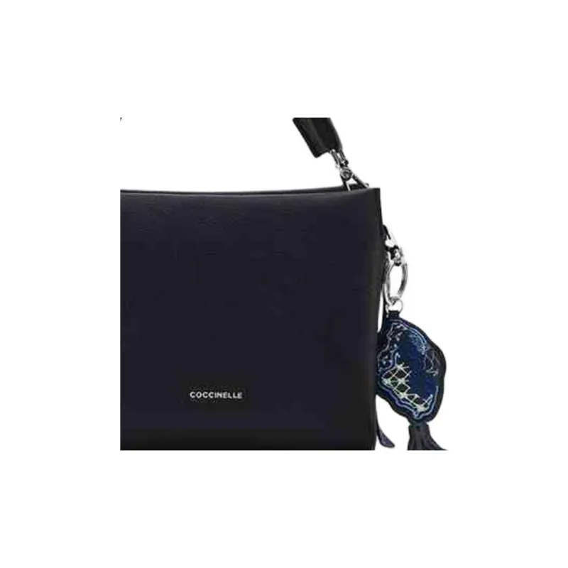 COCCINELLE Cow Leather Tote Bag Shopping Bag Handbags Small Size Women's Black Multicolor Khaki-2
