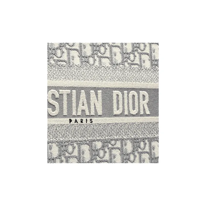 DIOR BookTote Cotton Tote Bag Shopping Bag Handbag Large Size Women's Ecru & Gray-4