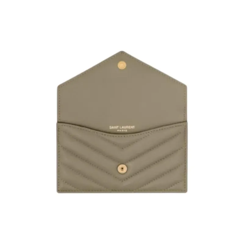 SAINT LAURENT CASSANDRE Sheepskin Card Holder Women's Dark Moss Green-3