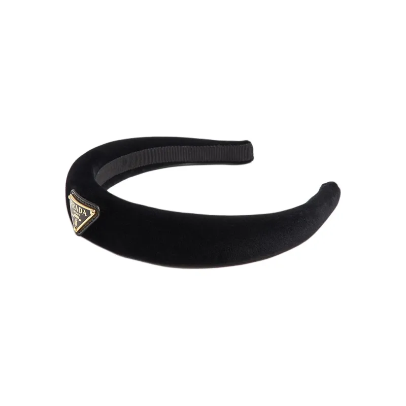PRADA Velvet Fabric Hair Bands Women's Black-0