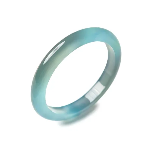 Artisan Lock Heart Jade Chalcedony Bangles Women's