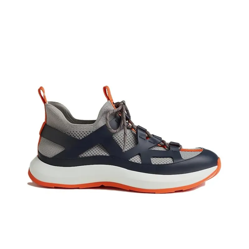 HERMES Katana Low Top Casual Shoes Men's Gray Blue-1