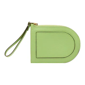 Delvau Pin Taurillon Soft Grain Leather Card Holder Women's Apple Green