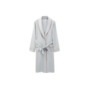Cotton Gene Pajama Robe Men's Light Gray