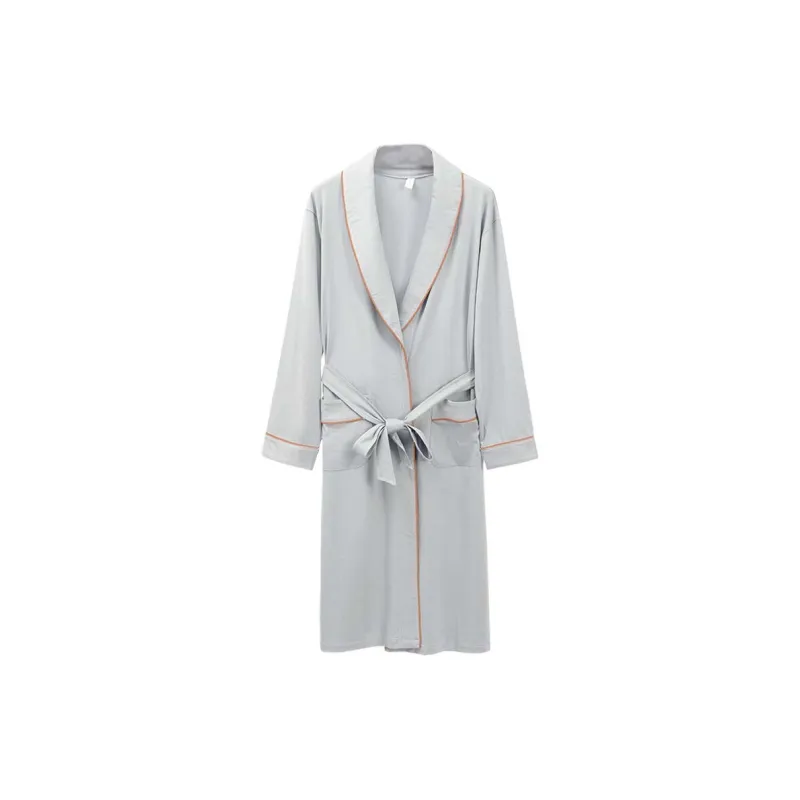 Cotton Gene Pajama Robe Men's Light Gray-0