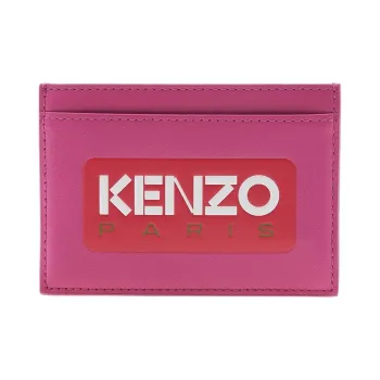 KENZO Cow Leather Card Clip Card Holder Men's Dark Purple Red