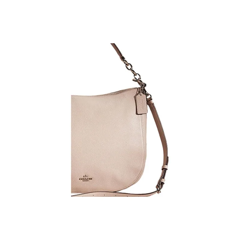 COACH Chelsea Pebbled Leather Portable Crossbody Bag Shoulder Bag Large Size Women's Gray White-1
