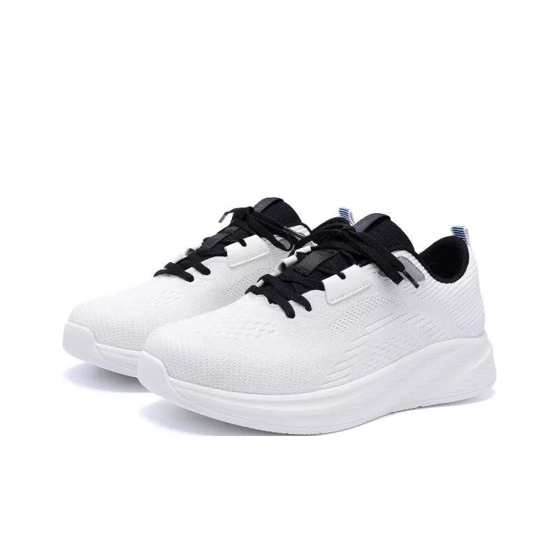 HUANQIU Durable Breathable Lightweight Low-Top Casual Running Shoes Men's White Black-3