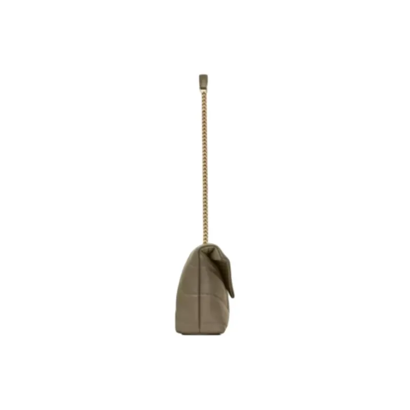 SAINT LAURENT PUFFER Sheepskin Shoulder Bag, Crossbody Bag Mini Women's Dark Moss Green-4