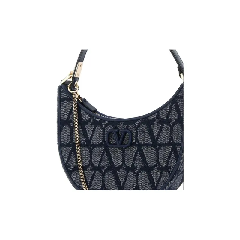 Valentino Leather Handbag, Shoulder Bag Women's Dark Blue-4