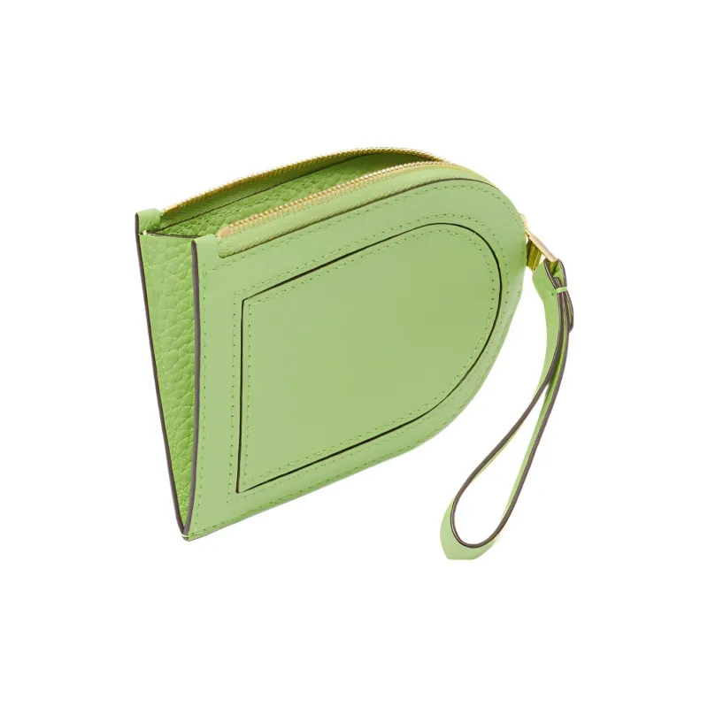 Delvau Pin Taurillon Soft Grain Leather Card Holder Women's Apple Green-1