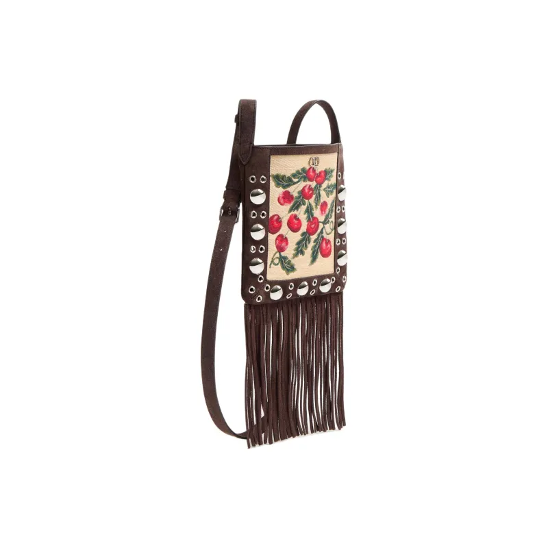 Valentino Raffia Shoulder Bag Trumpets Women's Natural & Multicolor & Brown-1