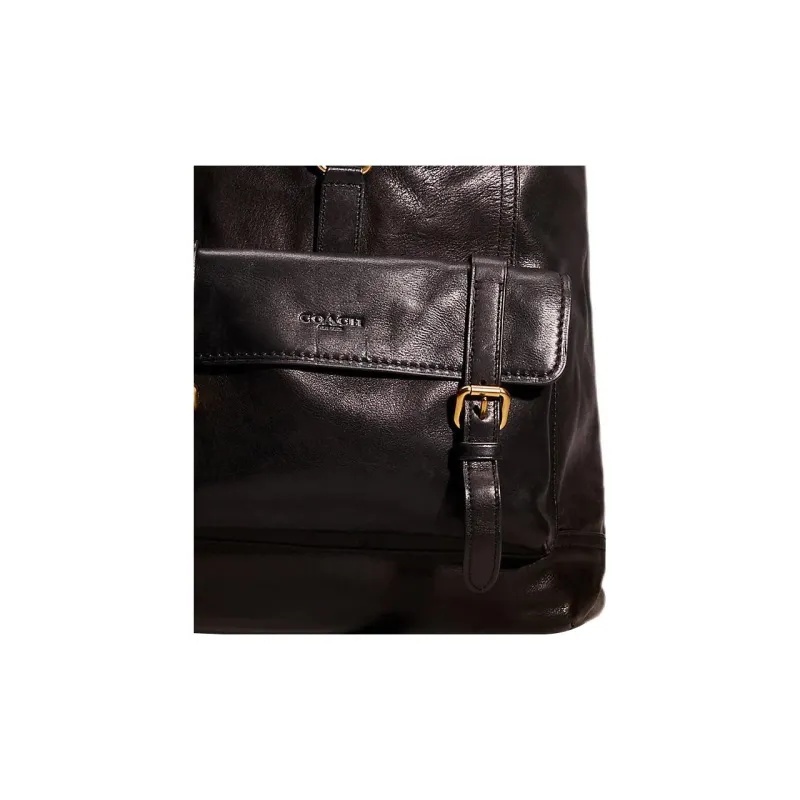 COACH Bleecker Leather Backpack Large Size Men's Solid Color Black-1