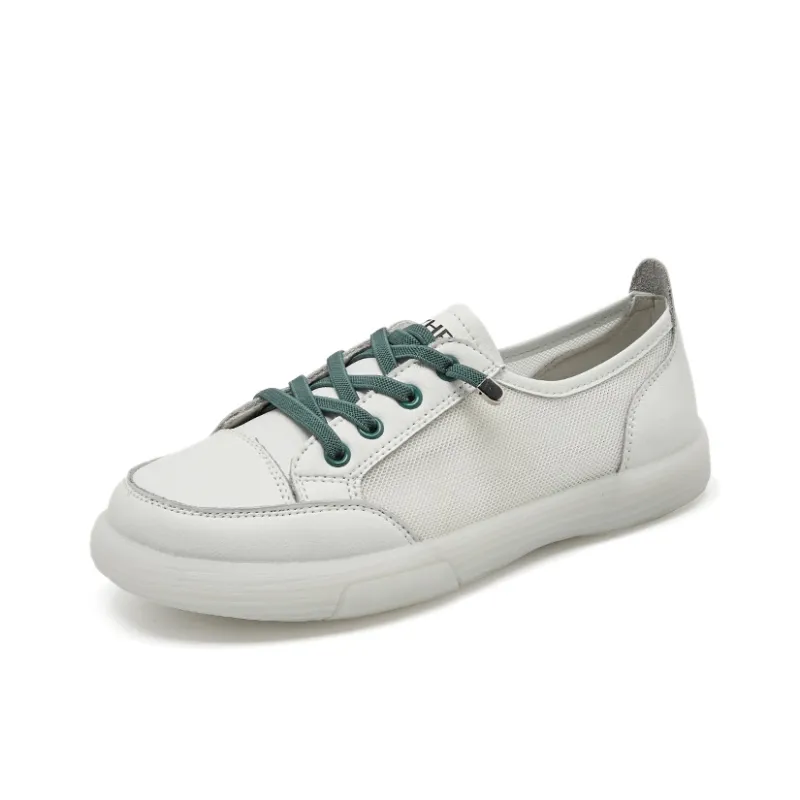 ZHR Flat White Shoes Wear-resistant And Lightweight Low-Top Skateboard Shoes Women's-3