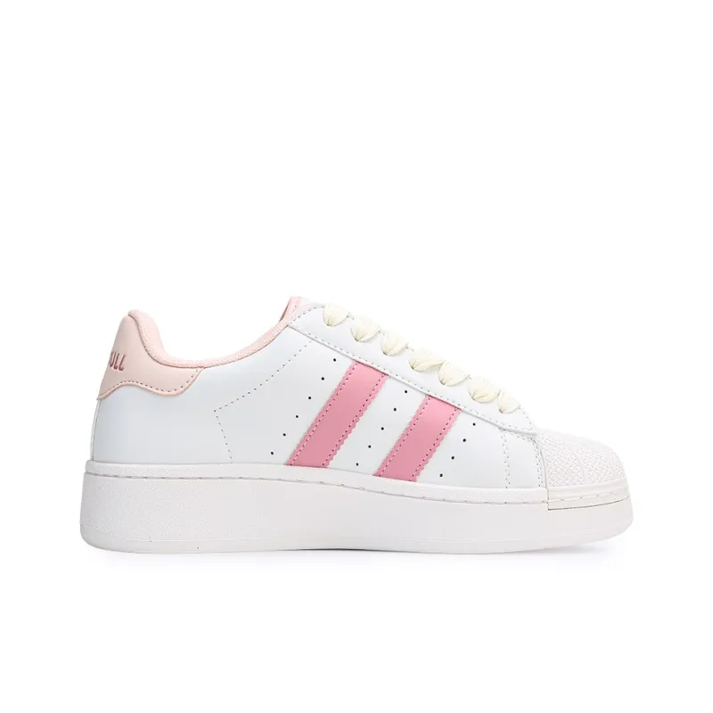 GLO BULL Durable Lightweight And Breathable Low-Top Skateboard Shoes Women's White Pink-1