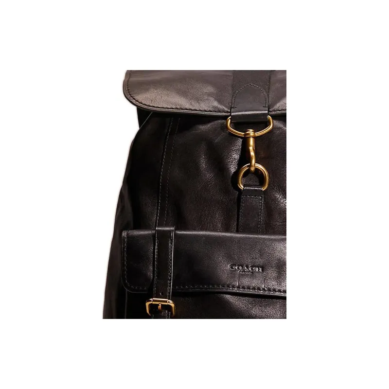 COACH Bleecker Leather Backpack Large Size Men's Solid Color Black-2