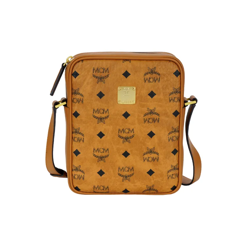 MCM Klassik Visetos Coated Canvas Shoulder Bag, Crossbody Bag Mini Unisex Cognac-0