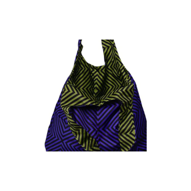 GAGA EQUIPMENT Nylon Tote Bag, Shopping Bag, Handbag, Shoulder Bag Tubas Unisex Purple Green Diamond Pattern-1