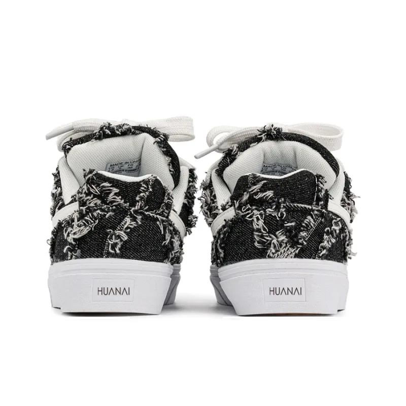 HUANAI Low Top Skateboard Shoes Unisex Black-4