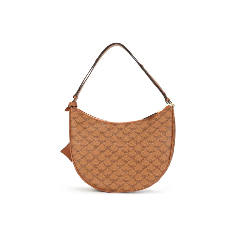 MCM Lauretos Canvas Crescent Bag Hobo Shoulder Bag Medium Size Women's Cognac-2