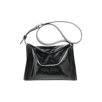 Folli Follie PU Shoulder Bag Medium Size Women's Black/Burgundy/Brown