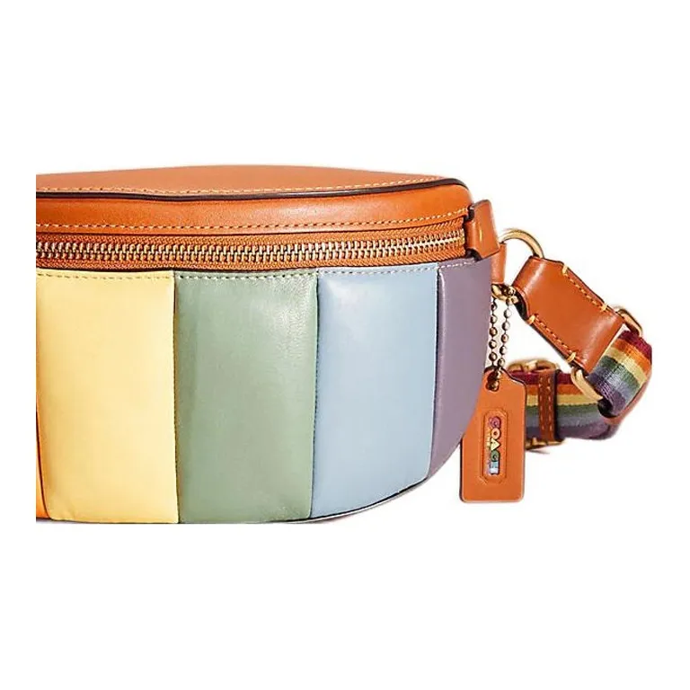 COACH Bethany Leather Sling Bags One Shoulder Crossbody Fanny Pack Small Size Women's Brown & Rainbow-1