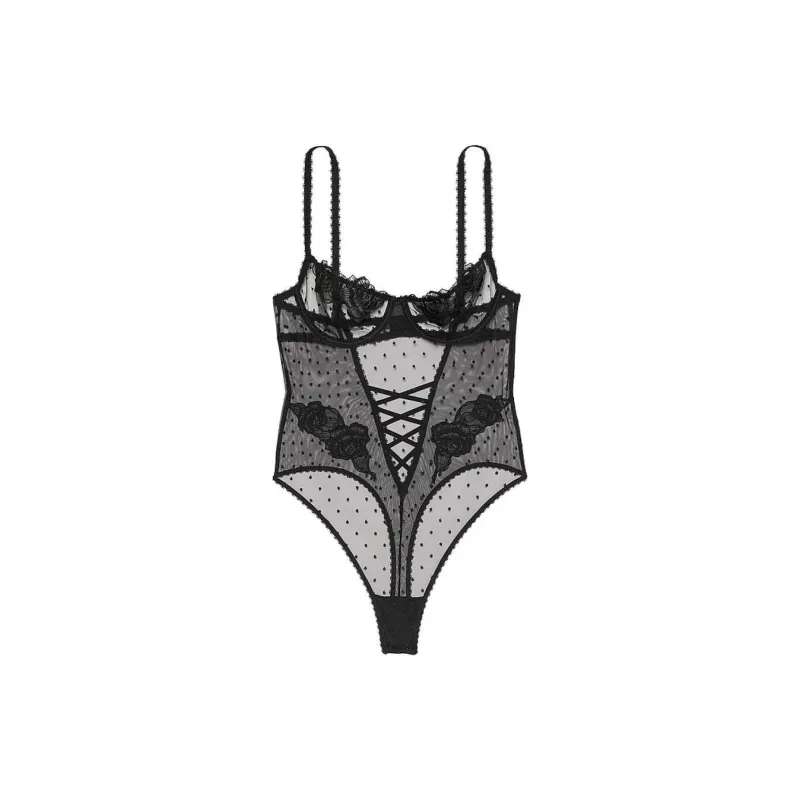 Victoria's Secret Jumpsuit Women's Black Polka Dot-0