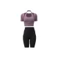 Berry Purple Short-Sleeved+Starburst Black Knee-Length Pants