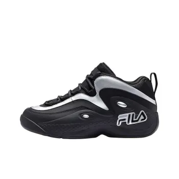FILA FUSION Anti-Slip Wear-Resistant Low-Top Vintage Basketball Shoes Men's Black Silver