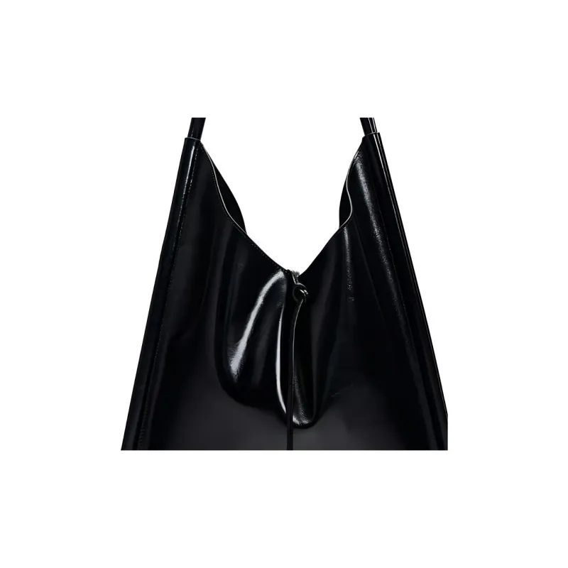 ZARA Cow Leather Tote Bag Shopping Bag Shoulder Bag Handbag Large Size Women's Black-4