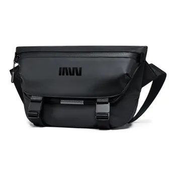 SEPTWOLVES Artificial Leather Commute School Shoulder Bag Messenger Bag QPL Unisex Black