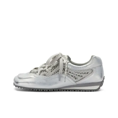 SUGARSU 25 Year Spring Vintage Genuine Leather Square Toe Dearden Lace Up Casual Sports Cortez Shoes Women's Silver