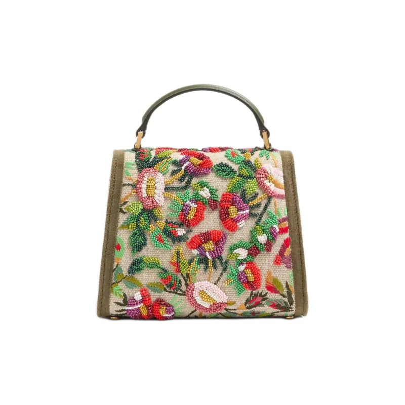 Valentino GARAVANIVSLING Linen Shoulder Bag, Crossbody Bag, Handbag Mini Women's Natural & Multicolor-3
