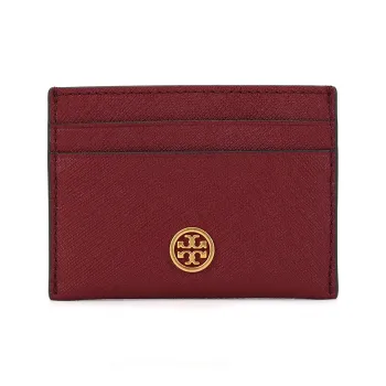TORY BURCH Cow Leather Card Holder Women's Burgundy