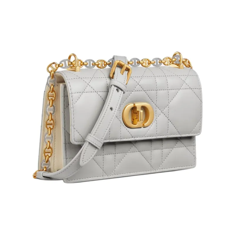 DIOR Miss Caro Sheepskin Shoulder Bag Mini Women's Cloud Mist Gray & Gray Ivory-1