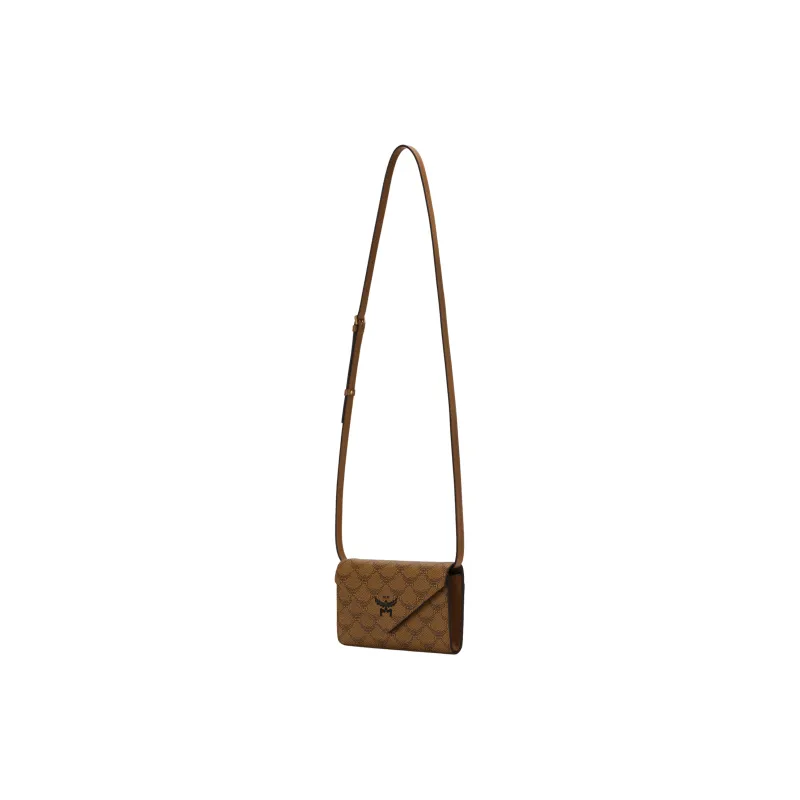MCM Canvas Crossbody Bags Wallets Large Size Women's Cognac-1