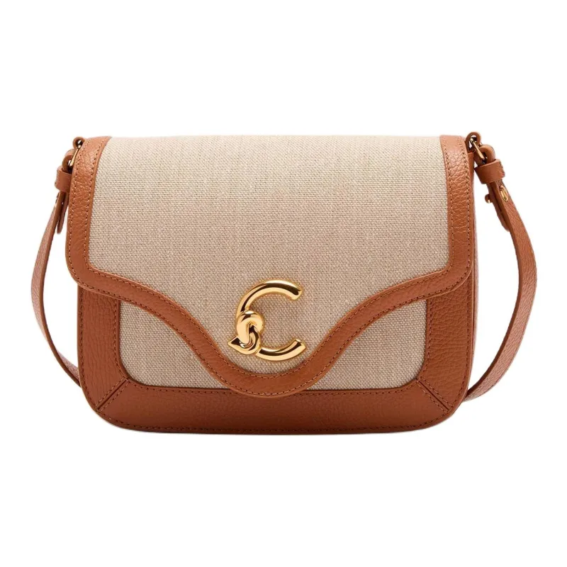 COCCINELLE C me Canvas With Grain Leather Shoulder Bag Small Size Women's Natural Color-0