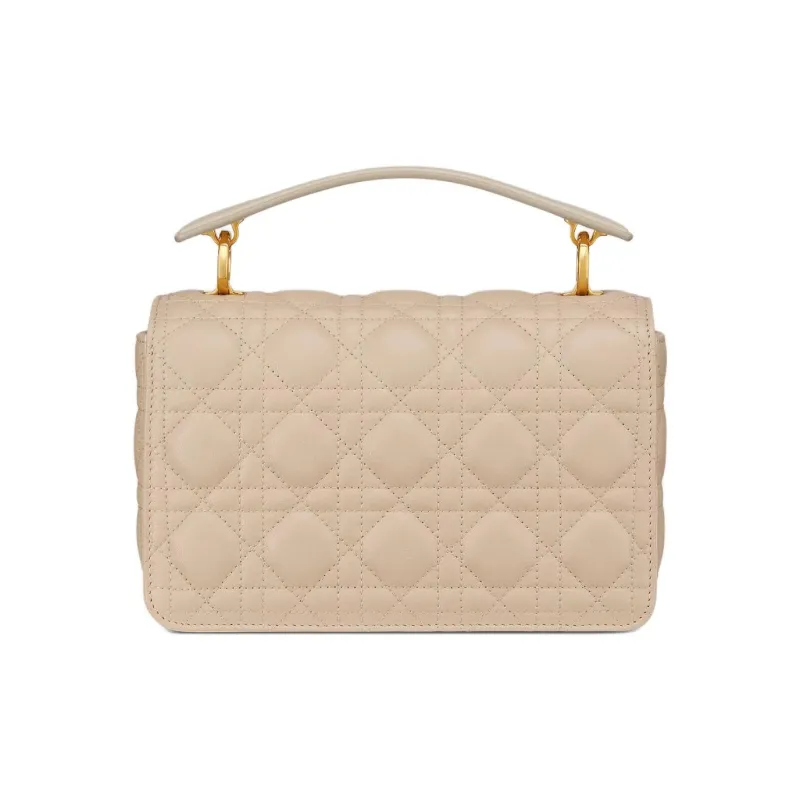 DIOR Jolie Cow Leather Shoulder Bag Crossbody Bag Handbag Small Size Women's Gray Ivory & Blush Beige-2