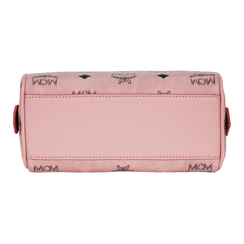 MCM Visetos Canvas Boston Bag Handbag Mini Women's Pink-3