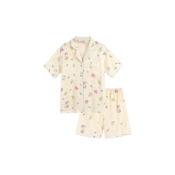 XIAFENYAN Pajama Set Women's Beige Yellow