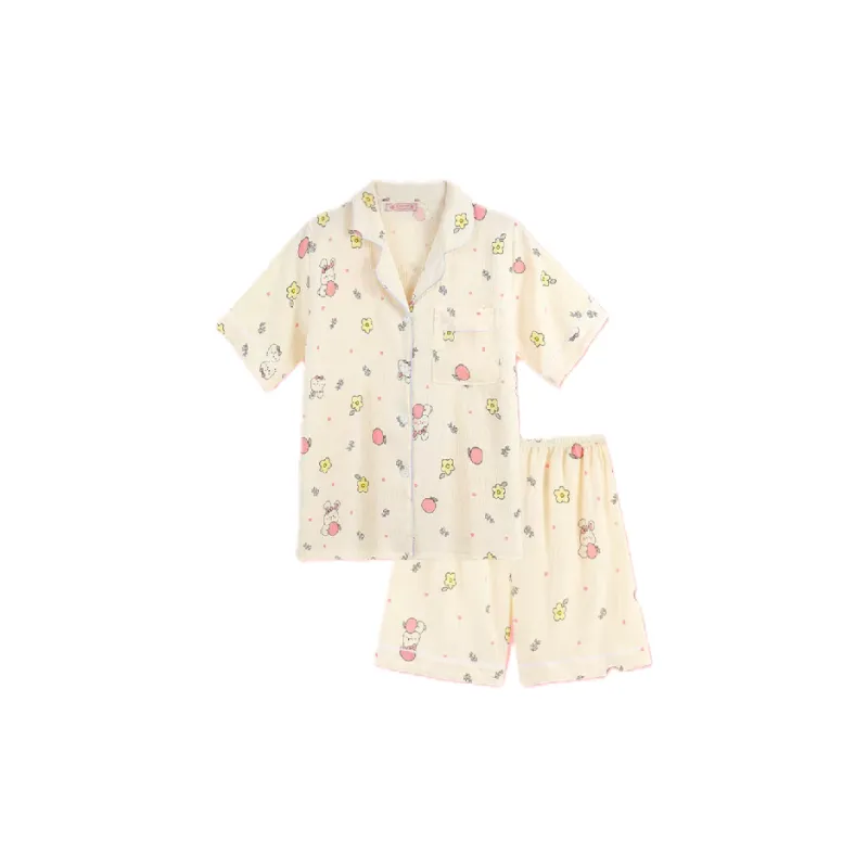 XIAFENYAN Pajama Set Women's Beige Yellow-0