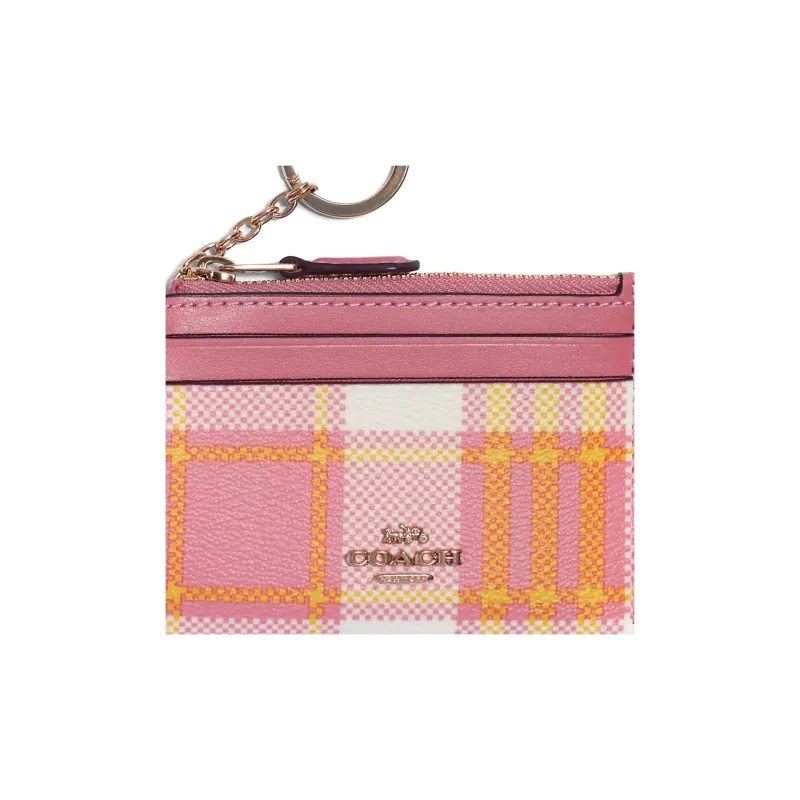 COACH Skinny Id Case Leather Card Holder Mini Women's Rose Petal Pink With Gold Zip Closure-4