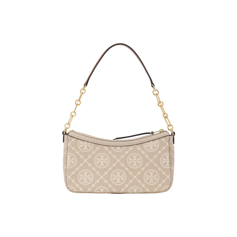 TORY BURCH T Monogram Cowhide Leather Handbag, Shoulder Bag Women's Gray-2