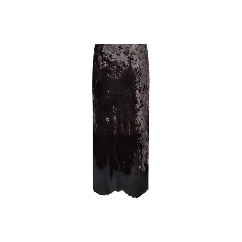 URBAN REVIVO Casual Long Skirt Women's Dark Coffee Brown-1