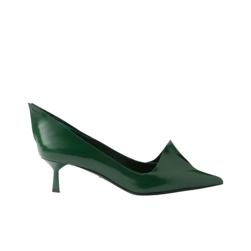PRADA Brushed Slim Heel High Heels 5.5cm Women's Green-1