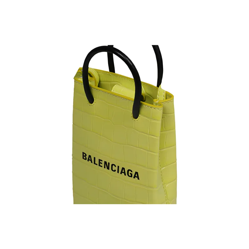 Balenciaga Balenciaga Luggage Collection Leather Handbag Unisex Neon Green-3